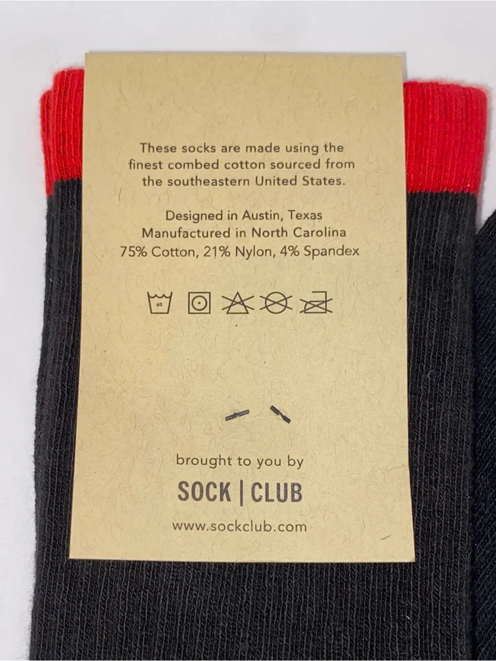 Sock Club Men's Black Crew Socks with Red Toe & Cuff